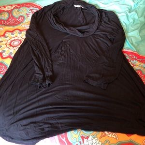 Black rayon cowl-neck tunic